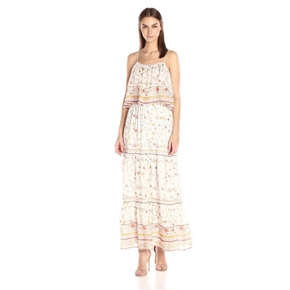 Joie Vernita Silk Maxi Dress - White Floral Pattern - Picture 7 of 13